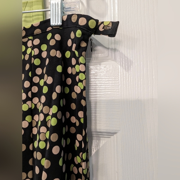 Talbots matching 2 piece set green sleeveless top/midi black polka dots shirt L - Picture 12 of 16